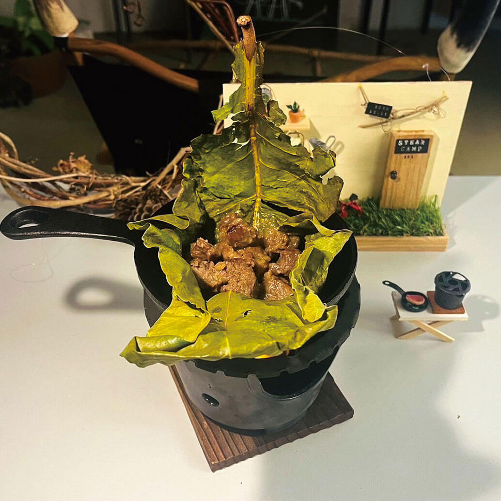 ステーキキャンプ料理